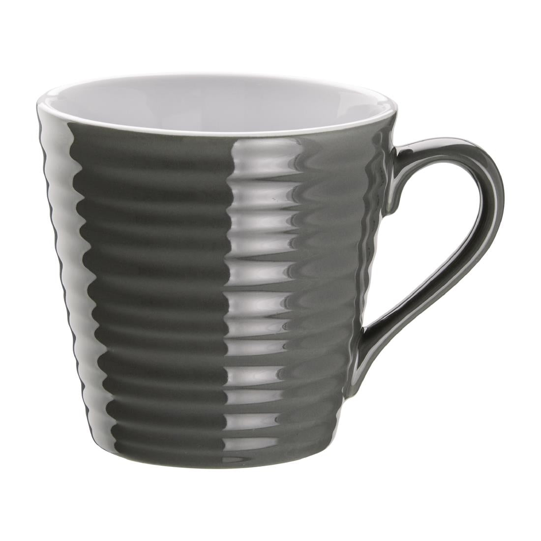 Olympia Cafe Mug Charcoal Ripple - 340ml (Box 6) - DH634