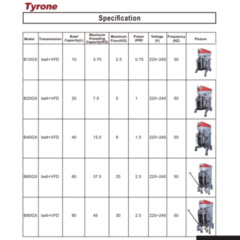 Tyron Heavey Duty Planetary Mixer 40L B40GX