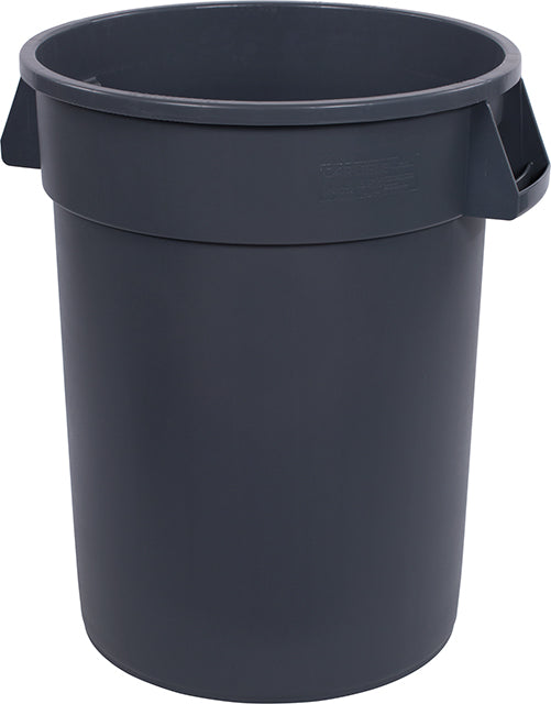 Carlisle Bronco Grey Round Waste Bin with Handles 121L Capacity. Bottom Dia 457mm x 705mm Top Dia 579mm - 84103223