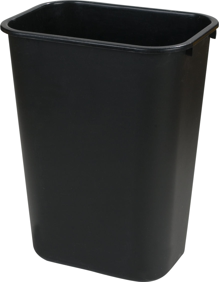 Carlisle Black Office Rectangle Wastebasket 39L Capacity with bag hook for liner 387mm x 286mm x 495mm - 34294103