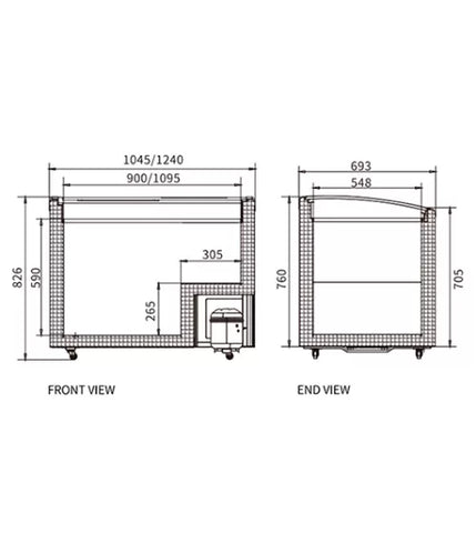 Snow Village Two Sliding Glass Lids Dual Temperature Chest Freezer SD/SC-258YH