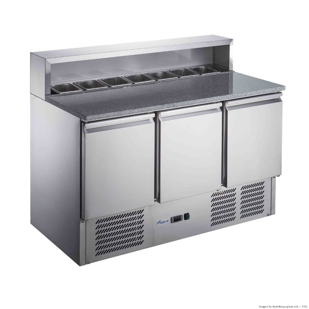 FED-X Three Door Salad Prep Fridge With Marble Top XGNS1300E