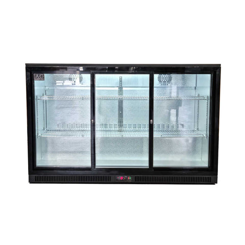 AG Equipment Three Sliding Door Bar Fridge - Black Body & Doors BEER3-SD