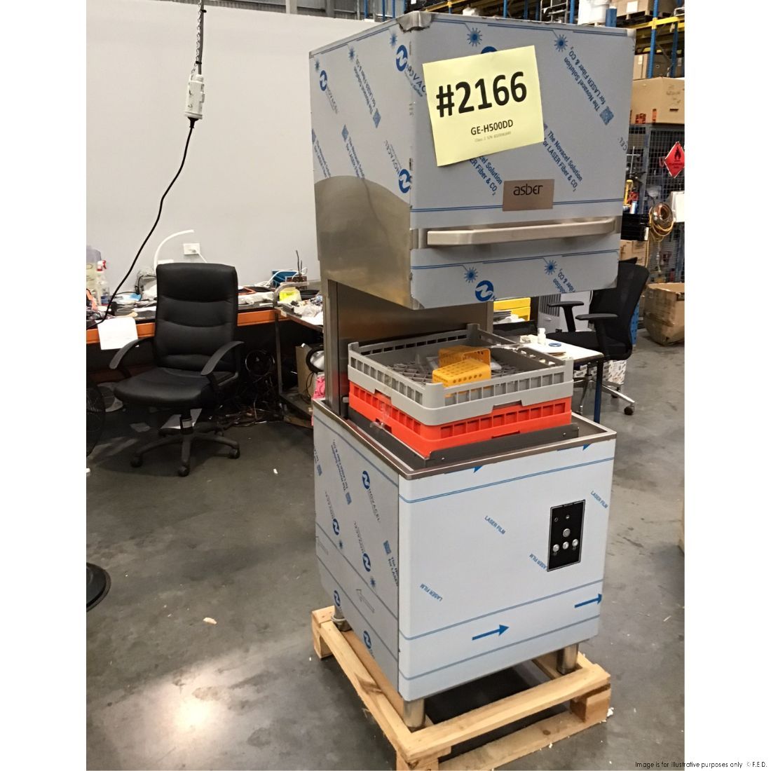 CLEARANCE - Asber Tech Line Pass-through Hood Type Dishwasher - GE-H500DD-NSW2166
