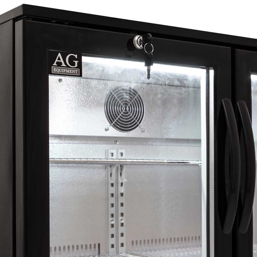 AG Equipment Twin Door Bar Fridge - Black Body & Doors BEER2
