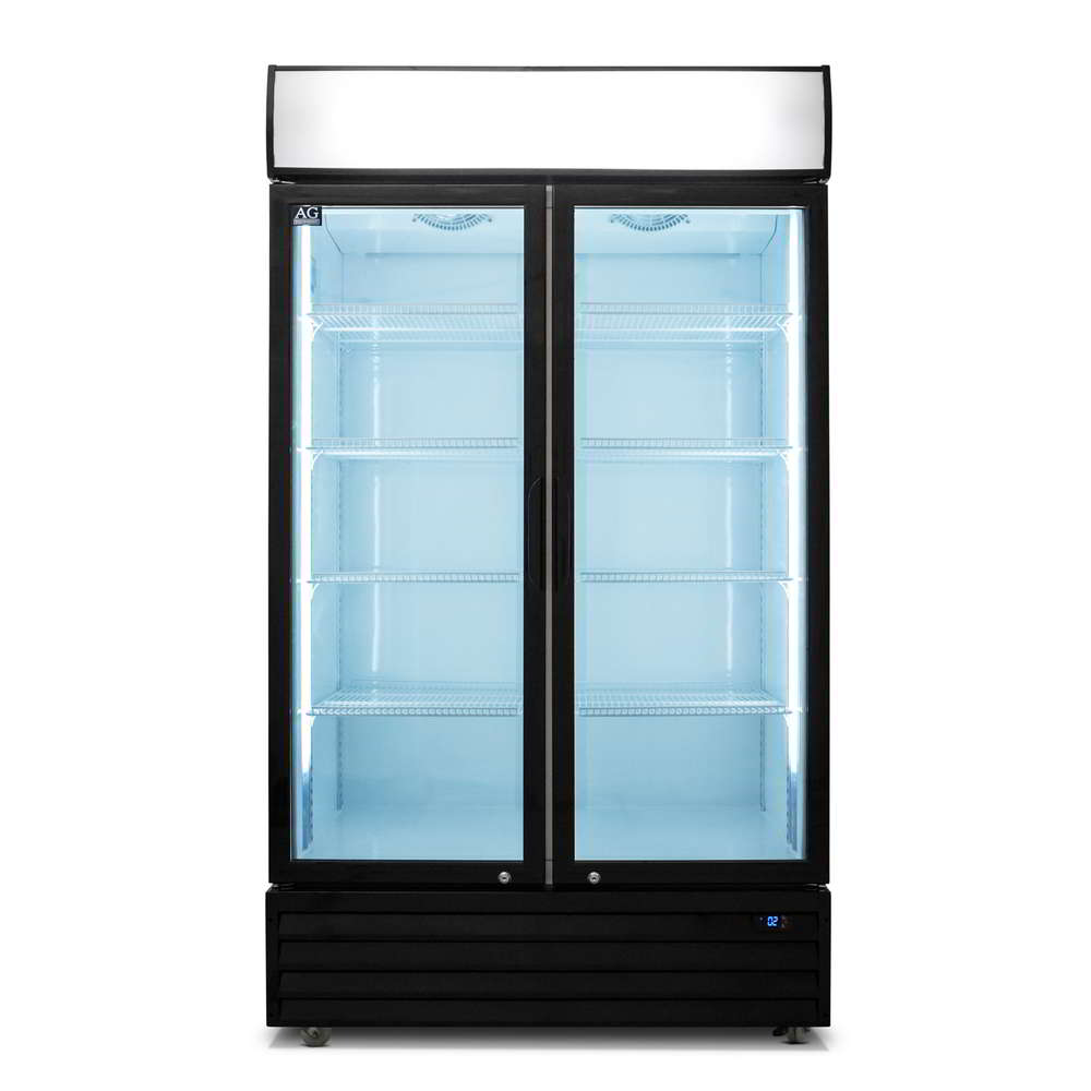 AG Equipment 515L Upright Glass Door Display/Drinks Fridge - White with Light Box CU800TNG