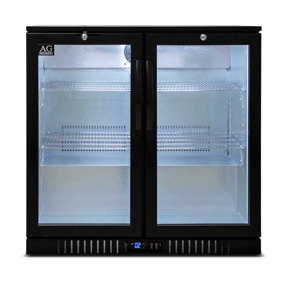 AG Equipment Twin Door Bar Fridge - Black Body & Doors BEER2