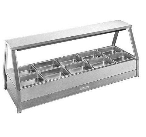 Roband Straight Glass Hot Food Display Bar, 10 pans double row with Both-Side Roller Door