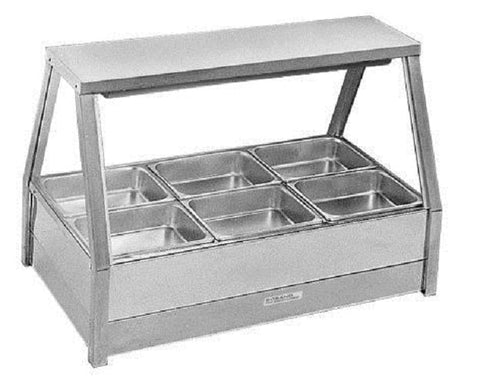 Roband Straight Glass Hot Food Display Bar, 6 pans double row with Both-Side Roller Door