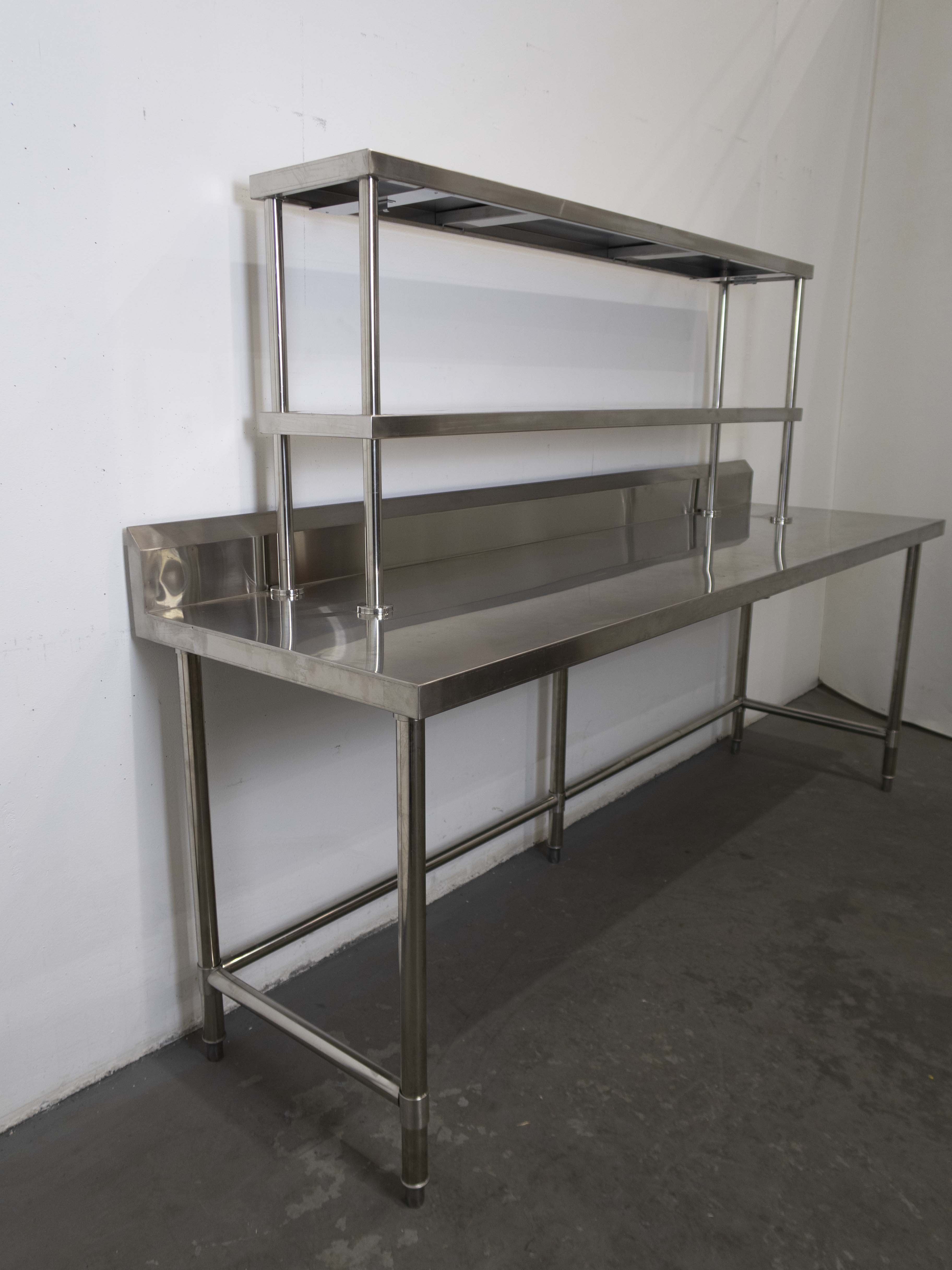 Stainless Steel Bench with 2 Tier Over Bench Shelving - 784527