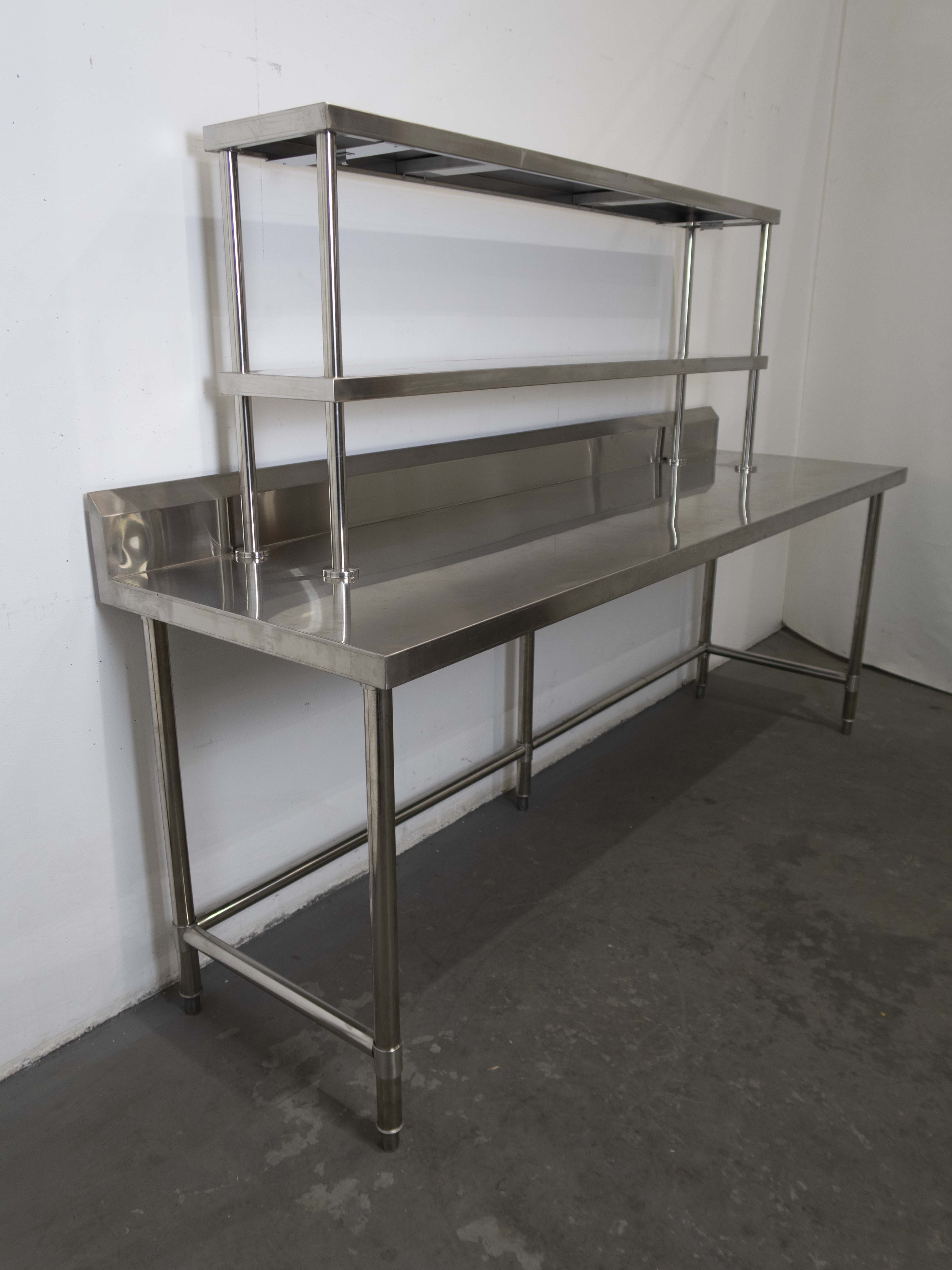 Stainless Steel Bench with 2 Tier Over Bench Shelving - 784527