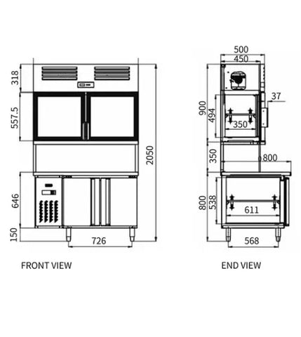 Snow Village Stainless Steel Double Door Workbench Station PLRD-12N2B2