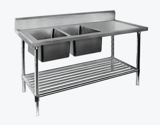 FED DSB7-1500L/A Double Left Sink Bench with Pot Undershelf - 828680