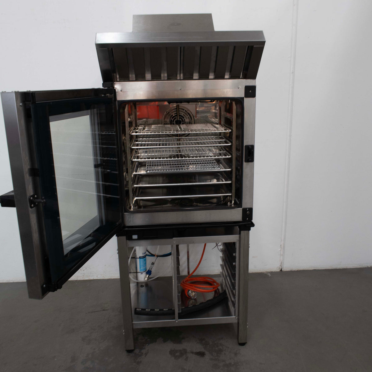 Unox XEVC-0711-E1RM 7 Tray Combi Oven + Hood with Steam Condenser + Stand - 881109