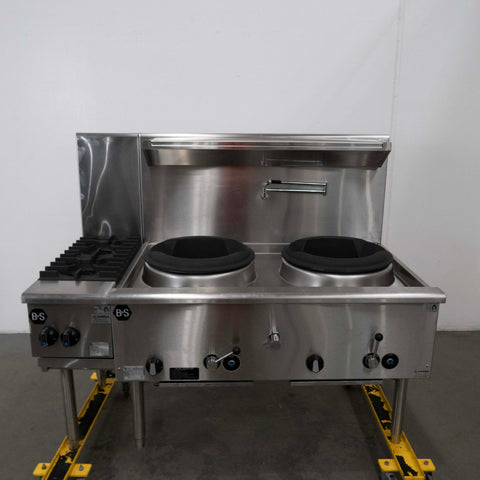 B&S UFWWD-2 Wok Burners + BAWBT-SB2L 2 Burner Cooktop - 925610