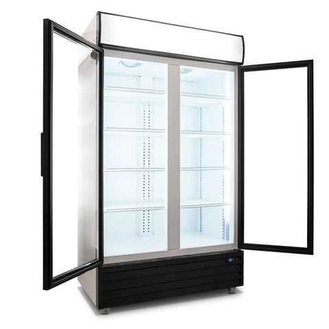 AG Equipment 515L Upright Glass Door Display/Drinks Fridge - White with Light Box CU800TNG