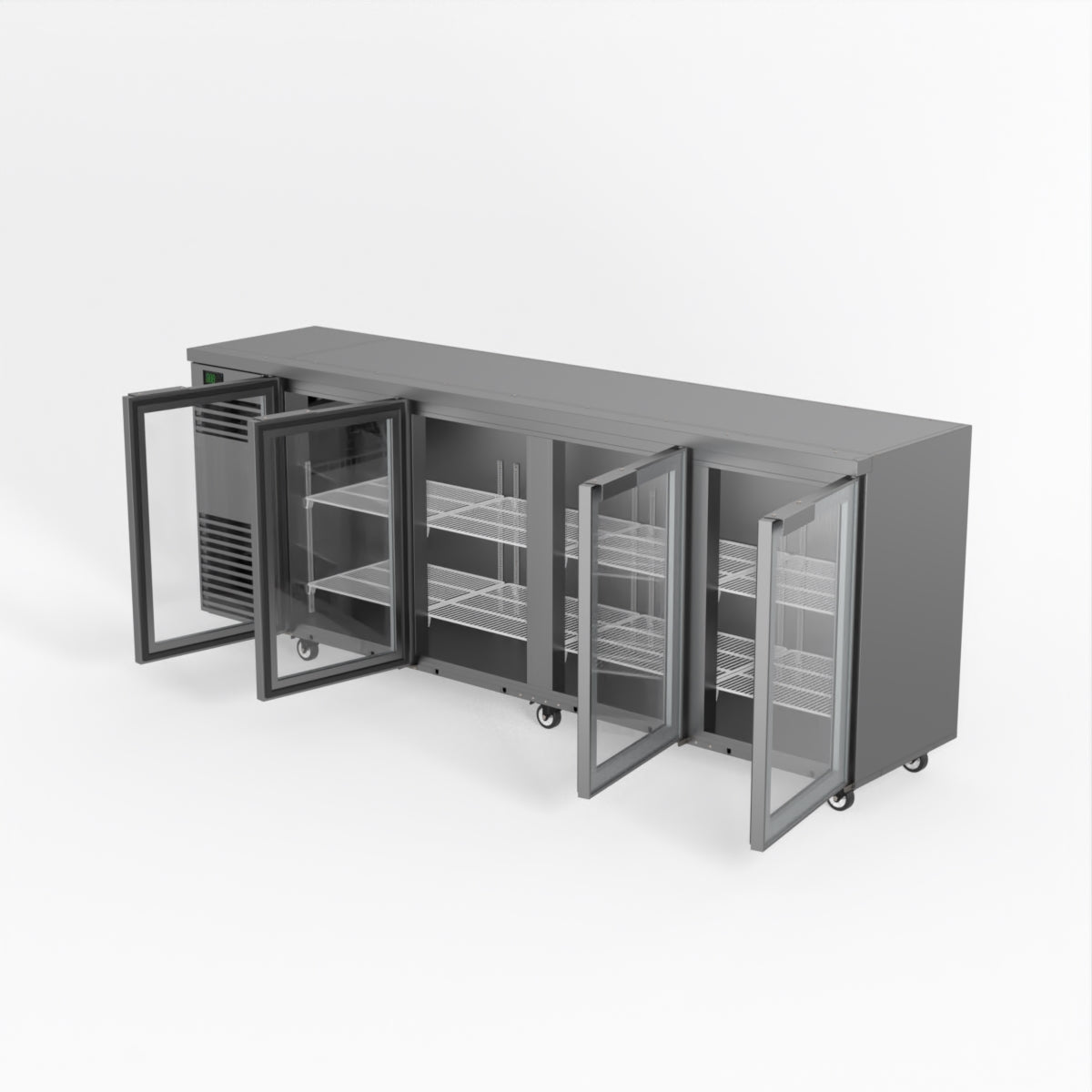 Skope BackBar 4 Glass Swing Door Fridge - BB.4.GSW - Stainless Steel - Left Cooling System