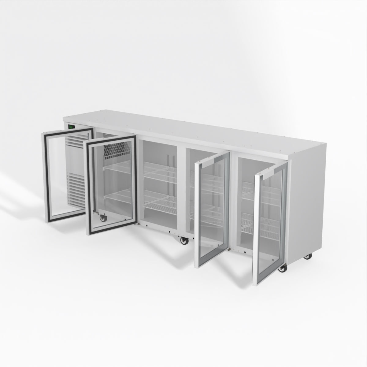 Skope BackBar 4 Glass Swing Door Fridge - BB.4.GSW - White - Left Cooling System