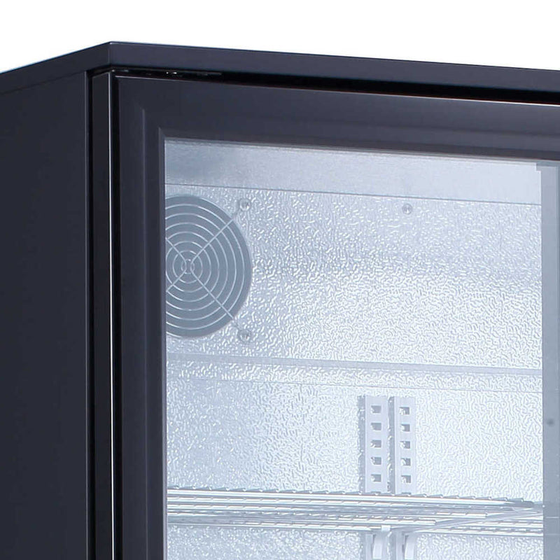 AG 477L Upright Double Glass Door Display / Backbar Fridge - Black