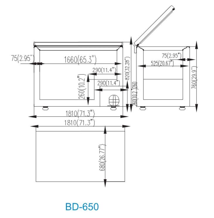 Atosa Solid Door Chest Freezer 650