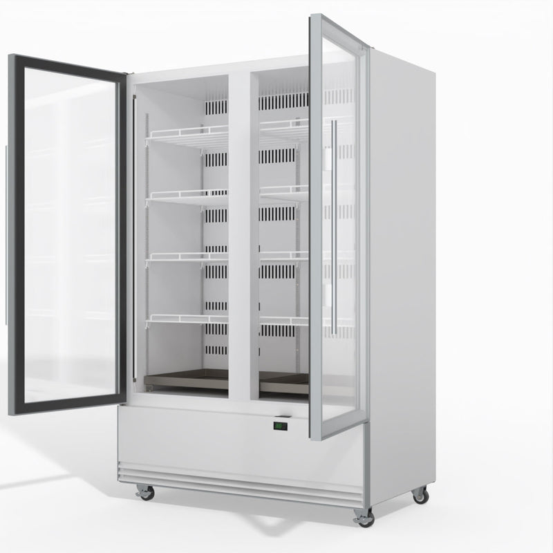 Skope BME1200N-A 2 Glass Door Display or Storage Fridge - White