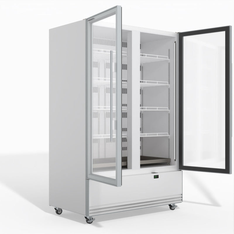 Skope BME1200N-A 2 Glass Door Display or Storage Fridge - White