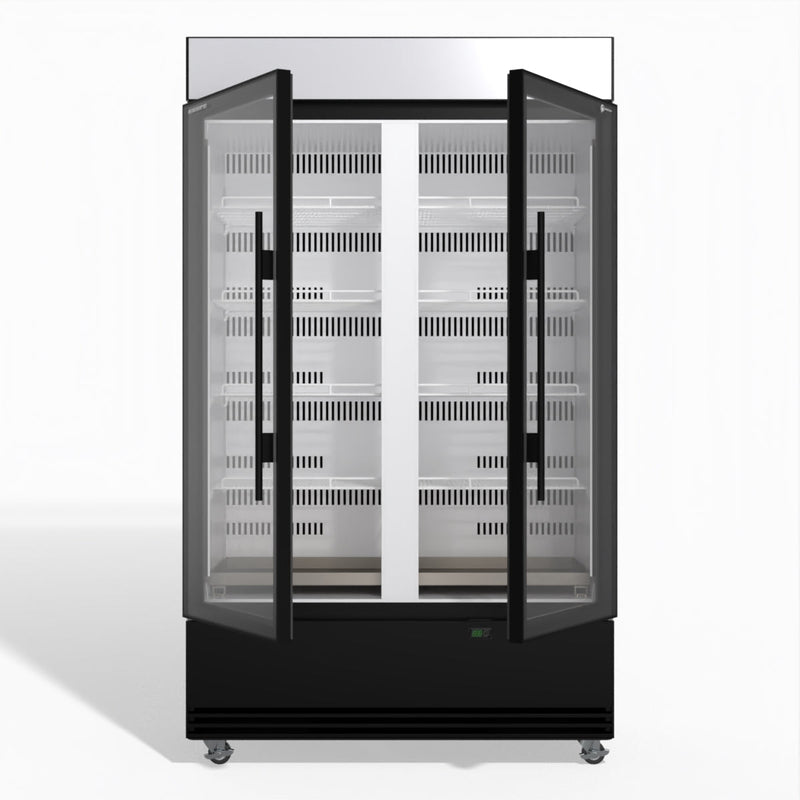 Skope BME1200N-AC 2 Glass Door Display or Storage Fridge, Lit Sign