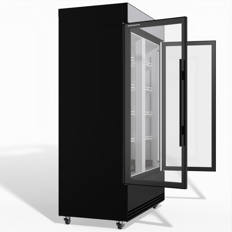 Skope BME1200N-AC 2 Glass Door Display or Storage Fridge, Lit Sign