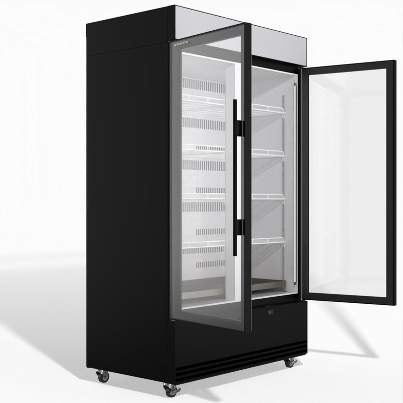 Skope BME1200N-AC 2 Glass Door Display or Storage Fridge, Lit Sign