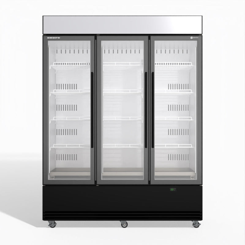 Skope BME1500N-AC 3 Glass Door Display or Storage Fridge, Lit Sign