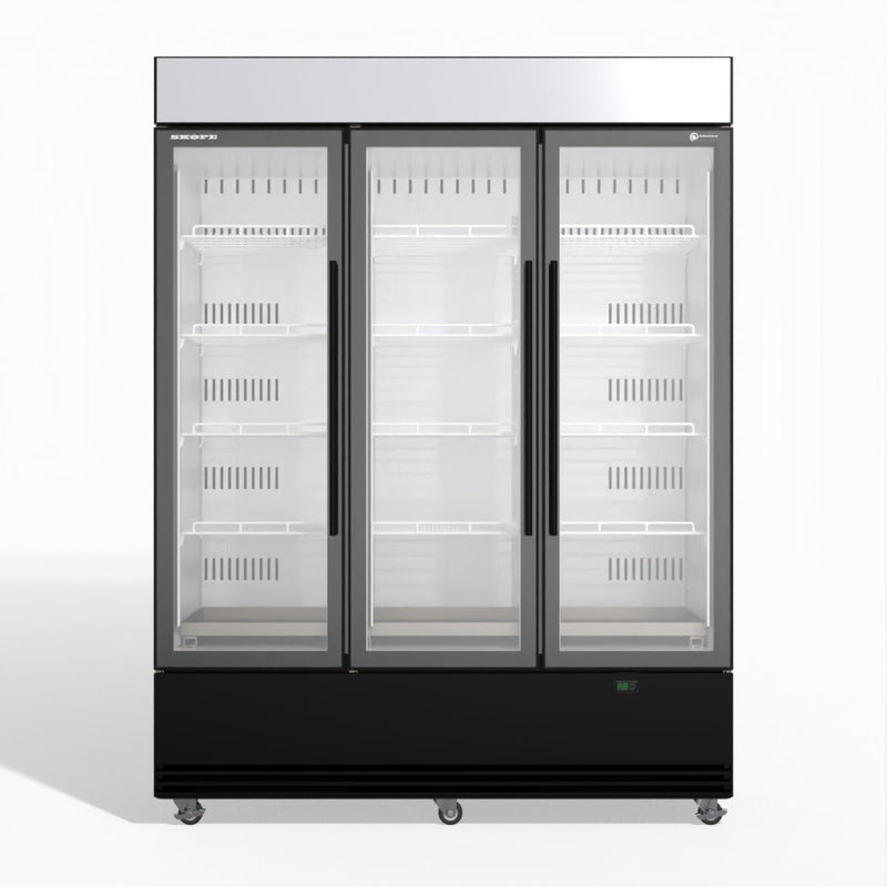 Skope BME1500N-AC 3 Glass Door Display or Storage Fridge, Lit Sign