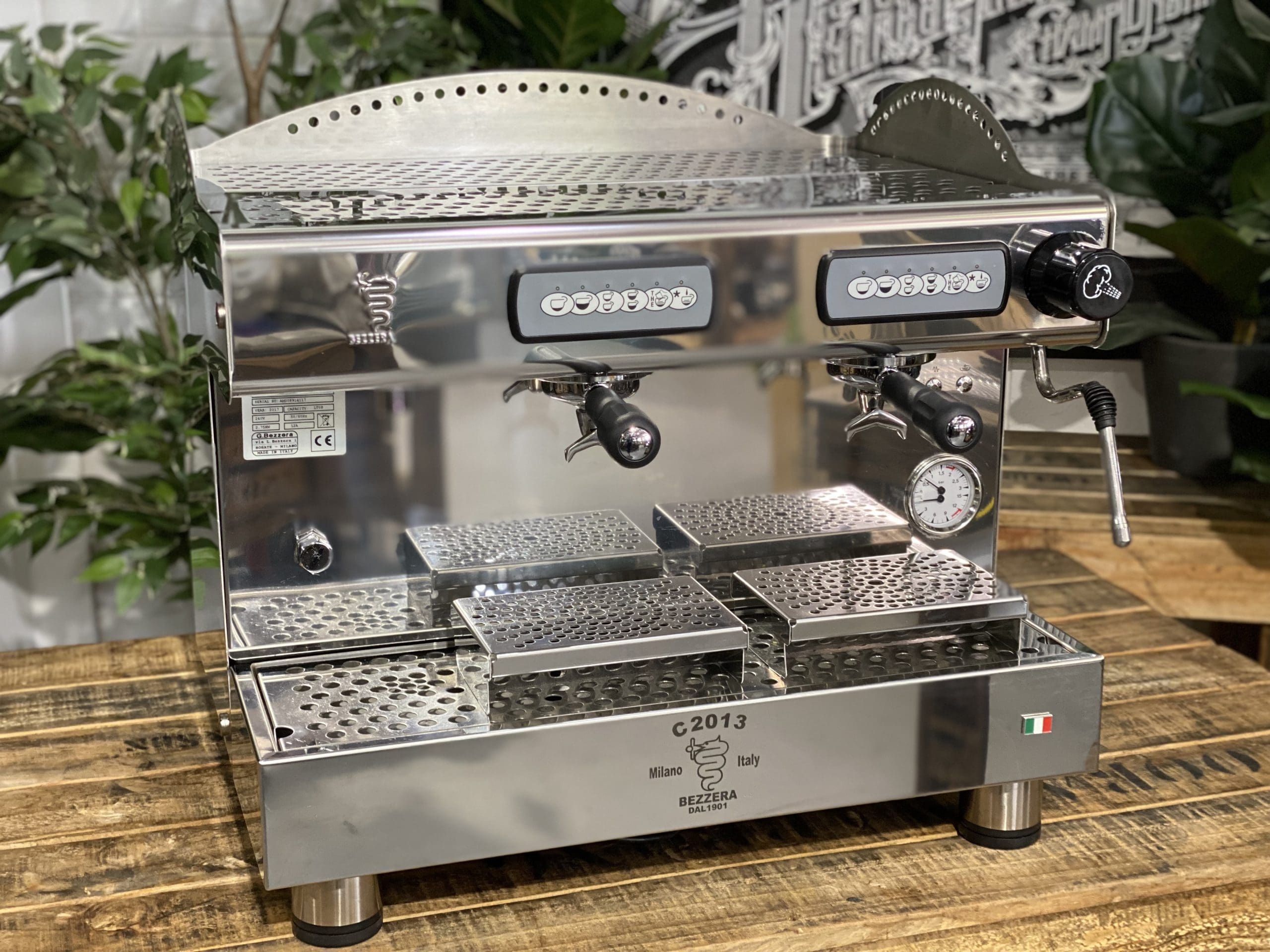 Bezerra C2013 w. Wega Handles - 2 Group Commercial Espresso Machine - Stainless