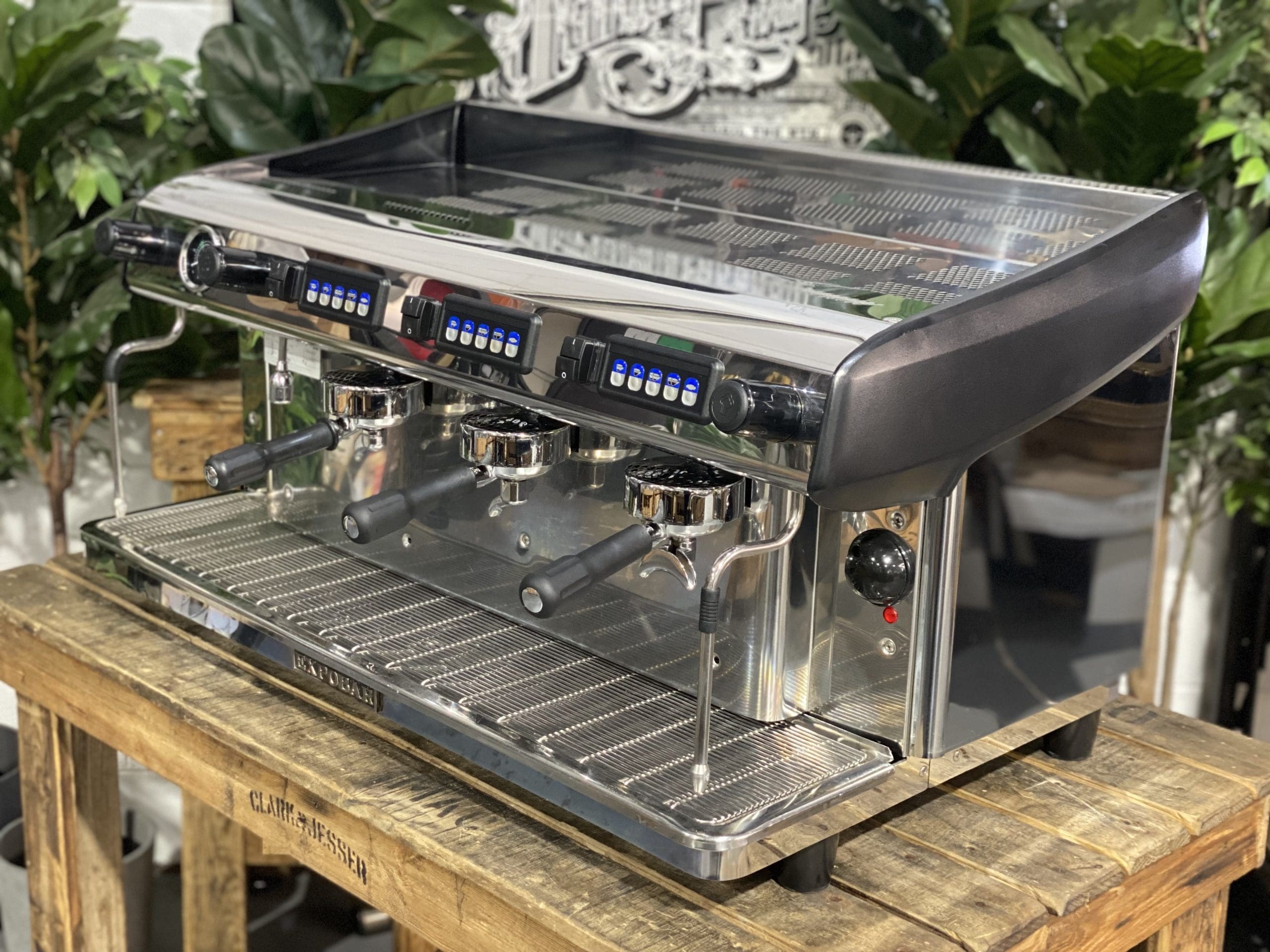 Expobar MegaCrem High Cup 3 Group Stainless & Black Espresso Coffee Machine