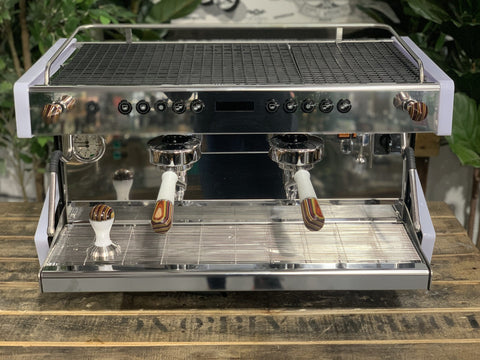 CIME CO-03 NEO White & Skateboard White With Tamper - 2 Group Commercial Espresso Machine - Timber