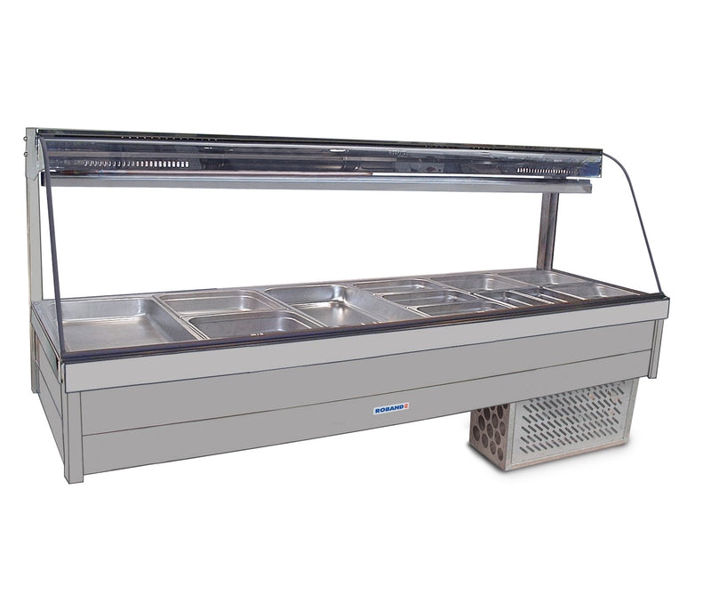 Roband Curved Glass Refrigerated Display Bar, 12 pans