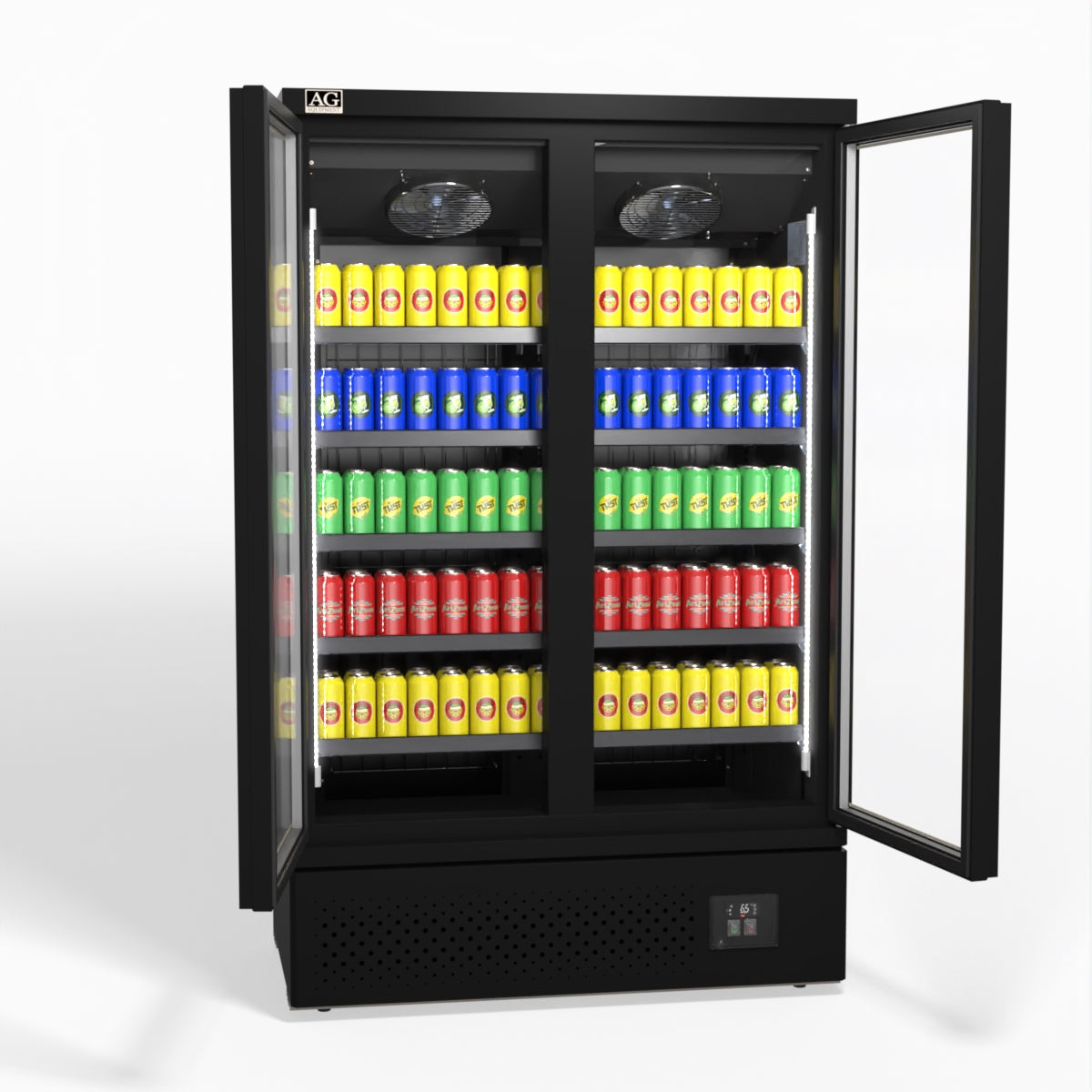 AG Supermarket Two Glass Doors Upright Display Fridge - 1000 Litre