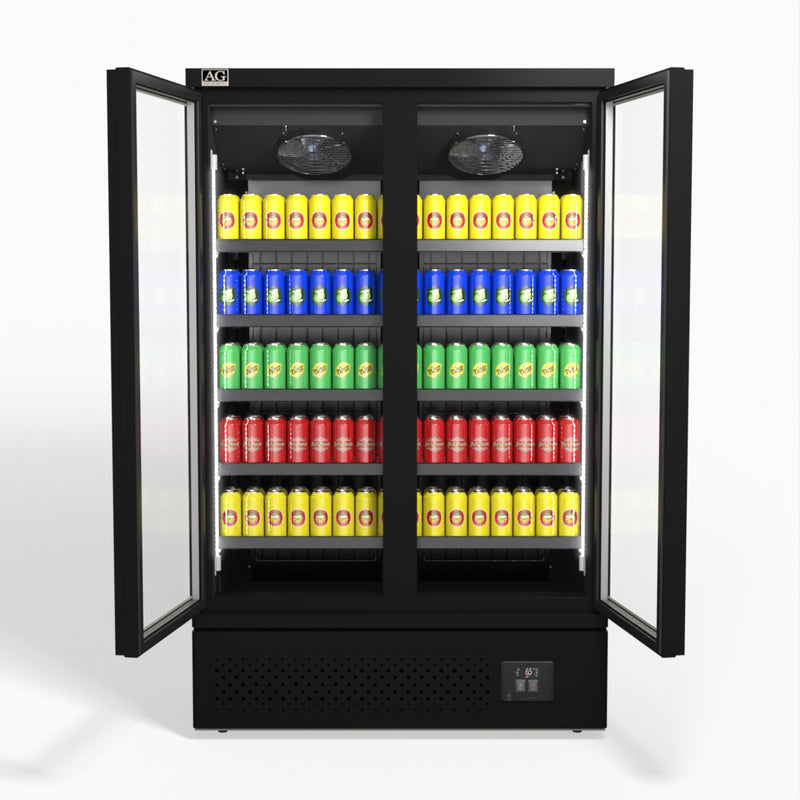 AG Supermarket Two Glass Doors Upright Display Fridge - 1000 Litre