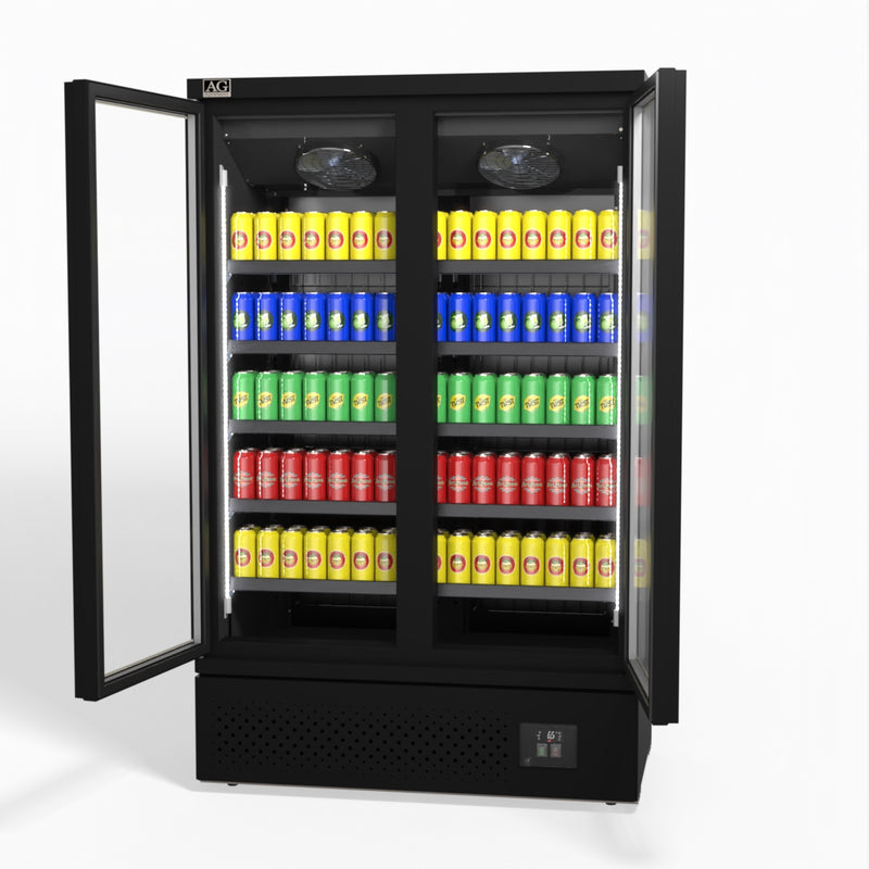 AG Supermarket Two Glass Doors Upright Display Fridge - 1000 Litre