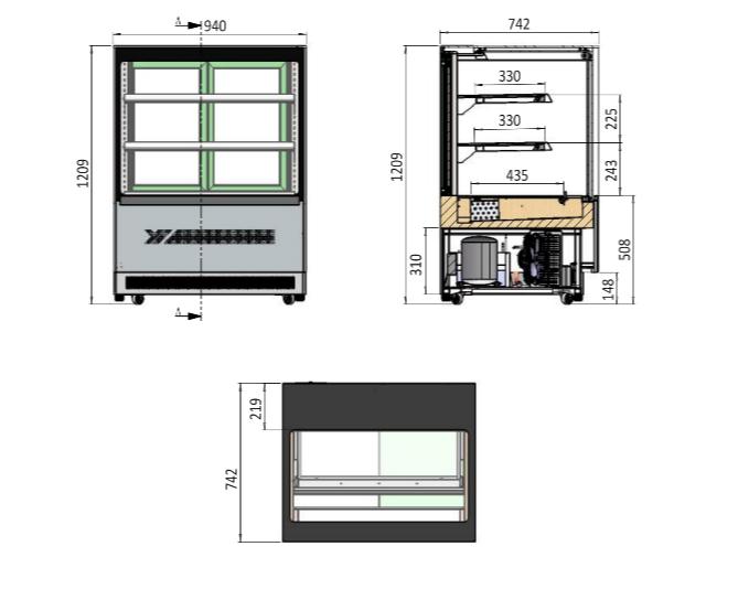 Atosa Free-Standing Square Cake Showcase - 1500mm