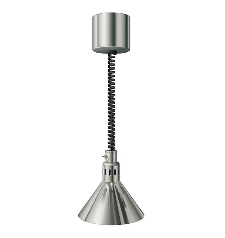 Hatco Decorative Heat Lamp Bright Nickel Retractable Cord Adjusts between 762mm & 1740mm - DL-775-RPL