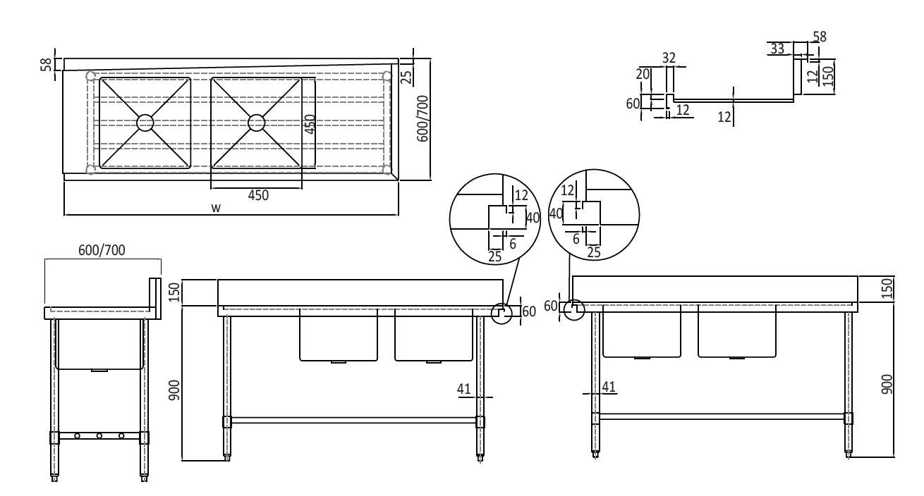 Mixrite Stainless Steel Dishwasher Double Inlet Left Sink - 700mmD