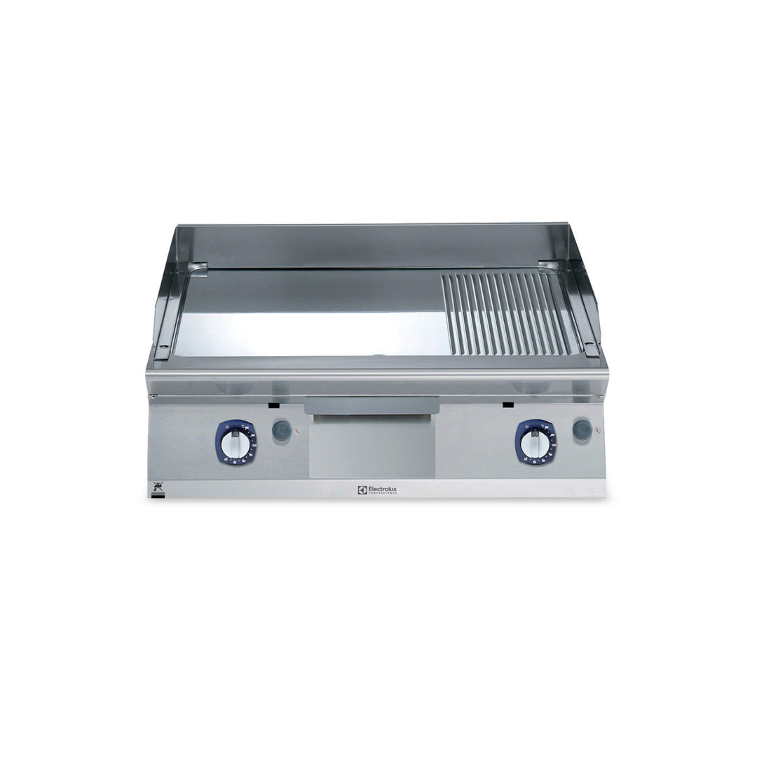 Electrolux 700XP Gas Griddle Plate with Smooth/Ribbed Polished Chrome Plate 800mm - E7FTGHCP00