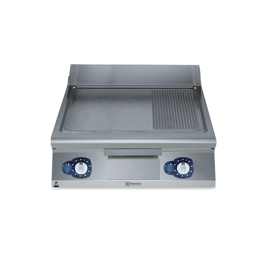 Electrolux 900XP Gas Griddle Plate with Smooth/Ribbed Brushed Chrome Plate 800mm - E9IIMAAOMEA