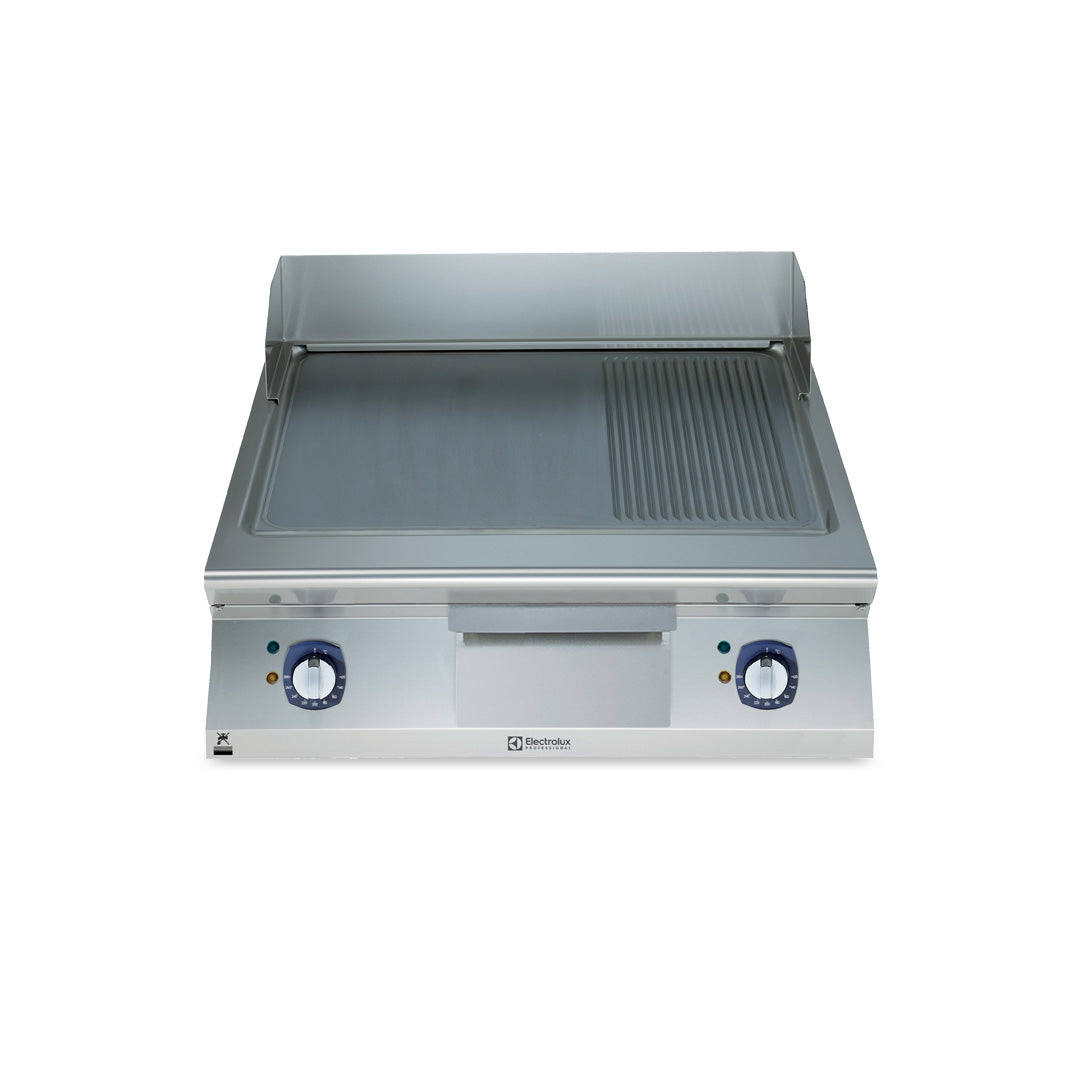 Electrolux 900XP Electric Griddle Plate with Smooth/Ribbed Brushed Chrome Plate 800mm - E9IIMDAOMEA