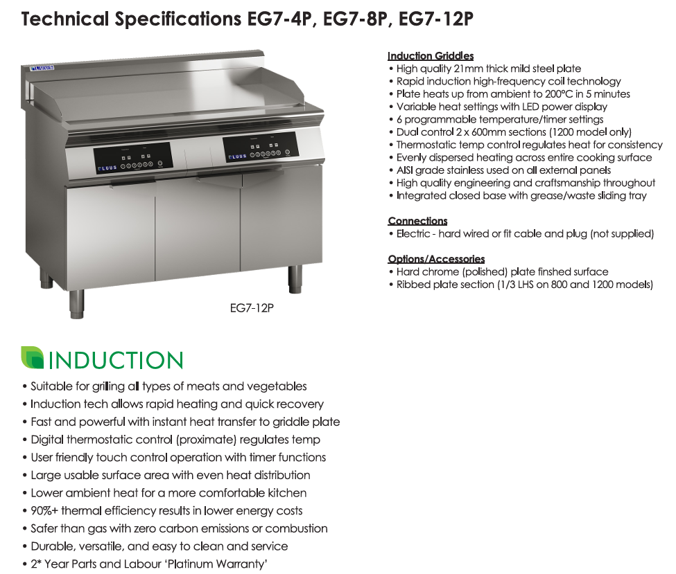 Luus 800mm Induction Griddle with Oven EG7-8P