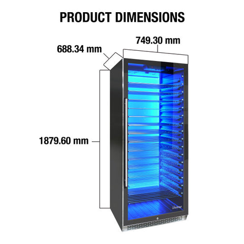 Vinotemp 188-Bottle Single-Zone Wine Cooler Built-in or Freestanding Right Hinge