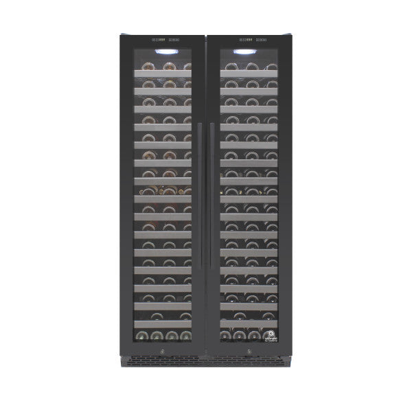 Vinotemp 184-Bottle Dual-Zone Wine Cooler - Built-In or Freestanding French Door