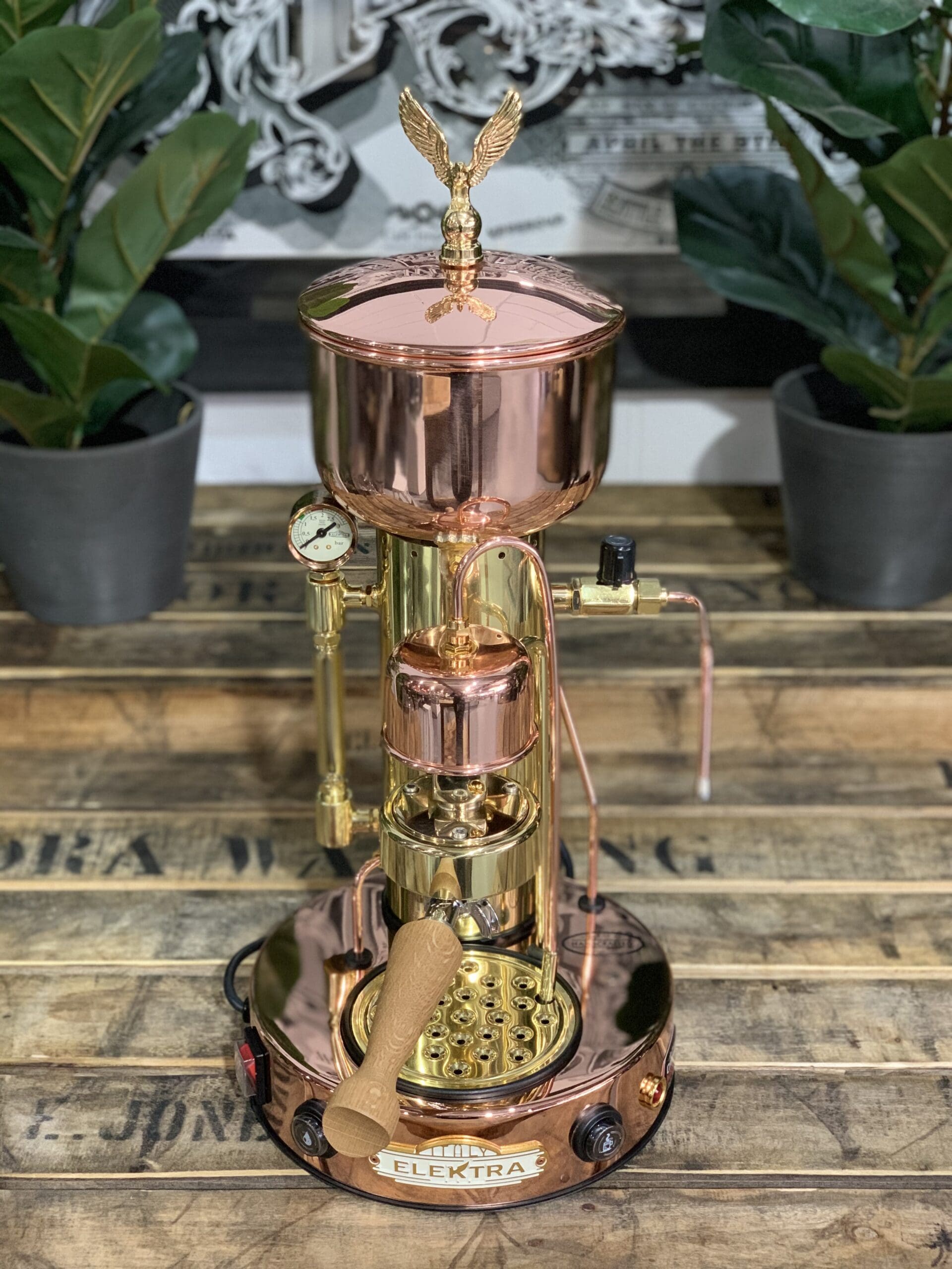 Elektra Micro Casa Semi Automatica & Brass - 1 Group Commercial Espresso Machine - Gold