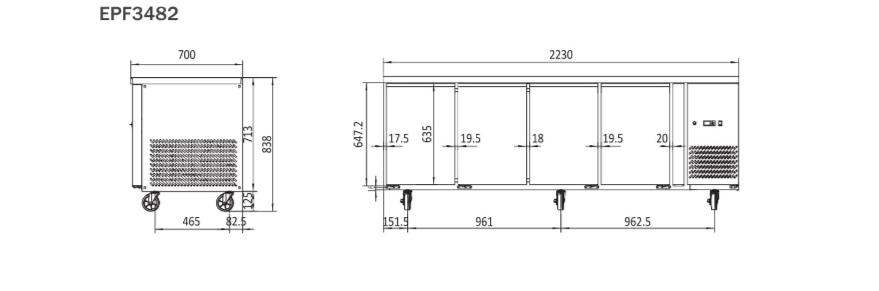 Atosa Four Door Freezer Table