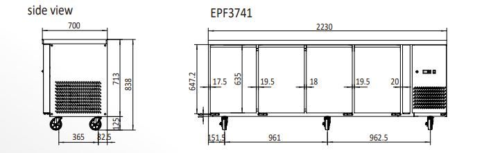 Atosa Glass Four Door Cooling Table